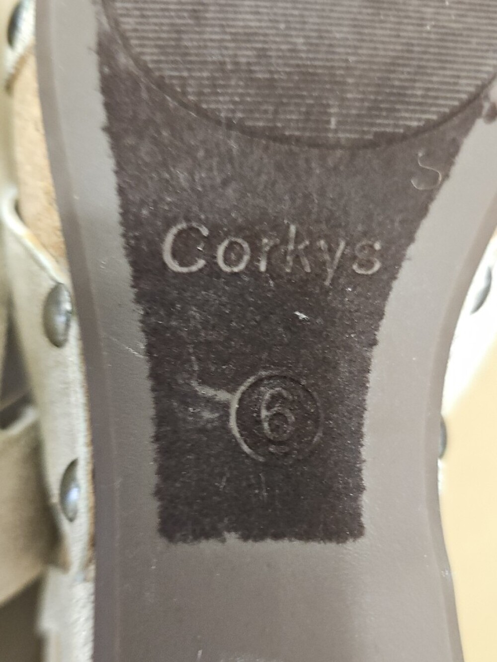 Corkys Boutique Metallic Beige Cork Wedge Sandals - Picture 8 of 8